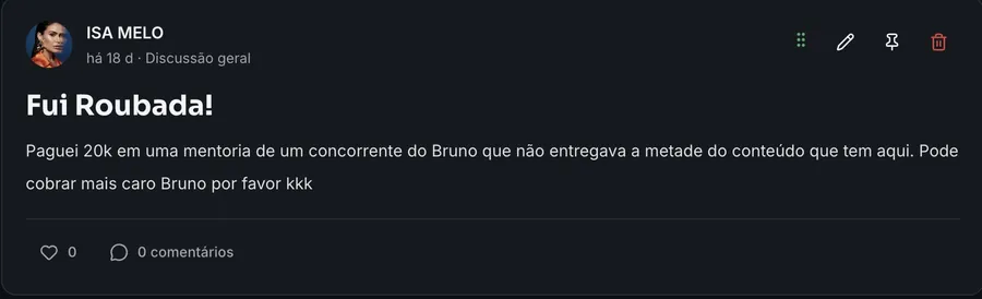 Depoimento de Isa Melo
